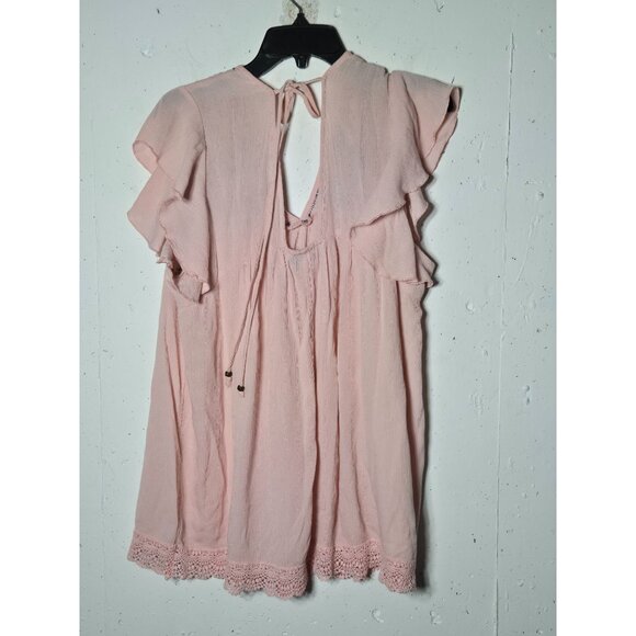Kelly Renee Womens Pink Floral Embroidered Deep V-Neck Tunic Dress Plus Size 1X - Picture 3 of 11
